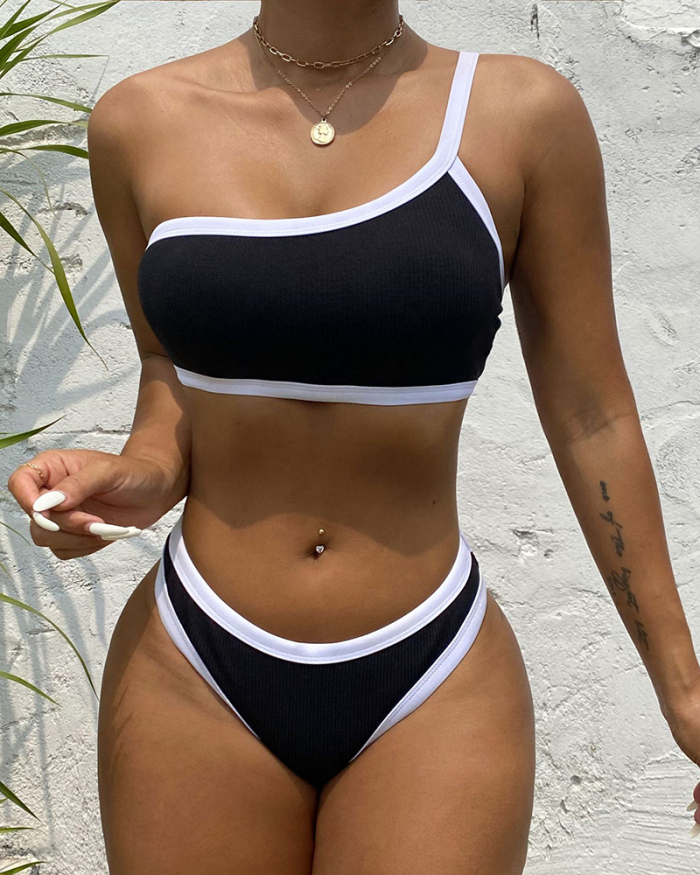 Black and White Women Cute Sexy Bikini Set