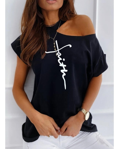Women Hollow Out Shoulder Sexy Short Sleeve Plus Size Top Black Pink White Sky Blue Apricot S-5XL