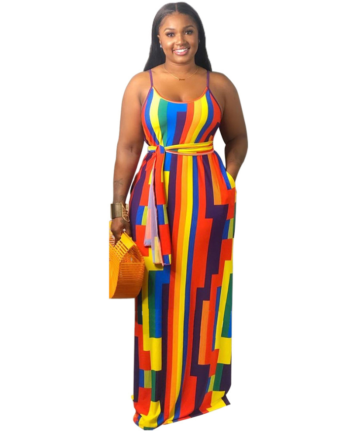 Women Oversize Colorful Sleeveless Plus Size Dresses L-5XL