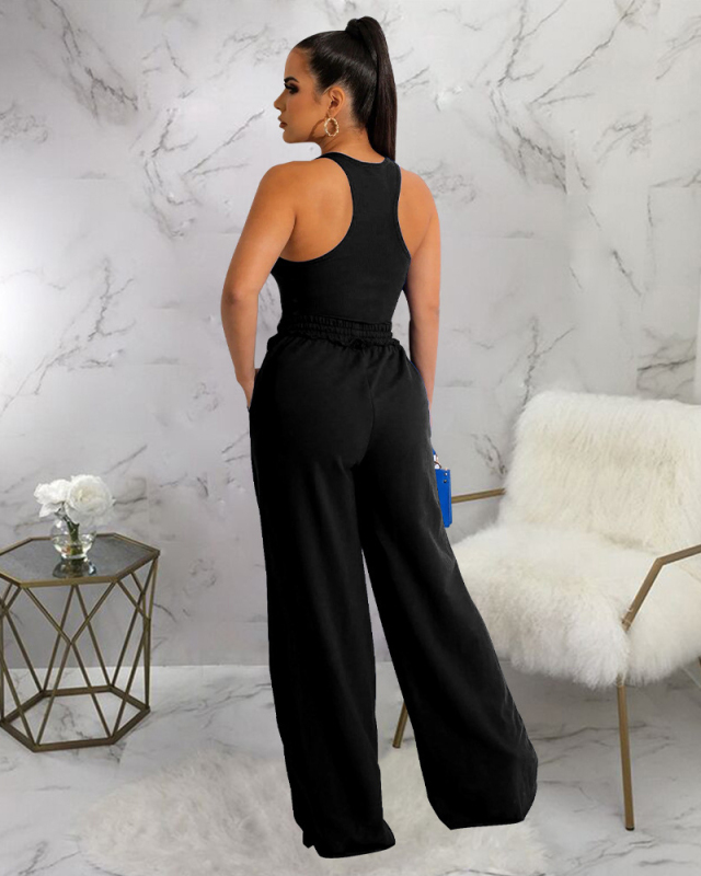 Women New Fashion Hot Vest and Loose Pants two Piece Set