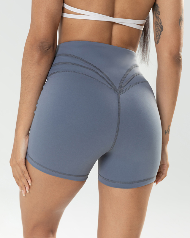 Women High Waist Solid Color Sports Shorts S-XL