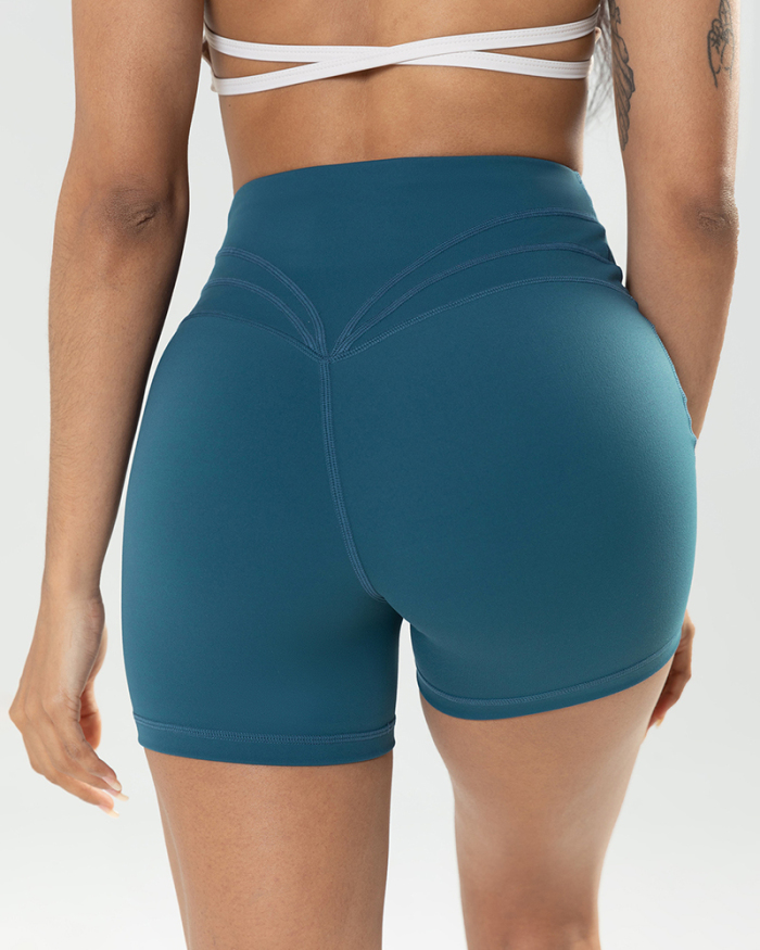 Women High Waist Solid Color Sports Shorts S-XL
