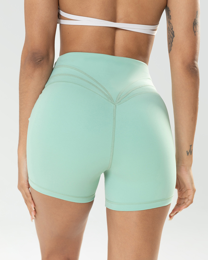 Women High Waist Solid Color Sports Shorts S-XL