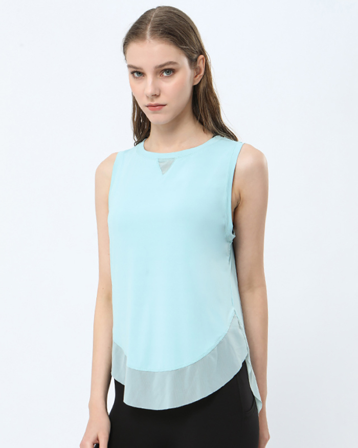 Women Summer Mesh Patchwork Sleeveless Sports Yoga Vest S-XL