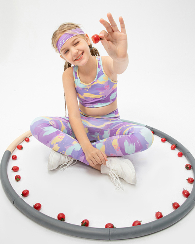 Kids Girls Tie-dye Sleeveless Sports Bra Slim Fitness Leggings Sets Two Piece Yoga Sets 120-150