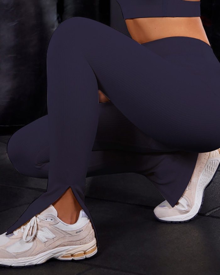 Popular Women High Waist Yoga Bottoms Slit Tights S-L