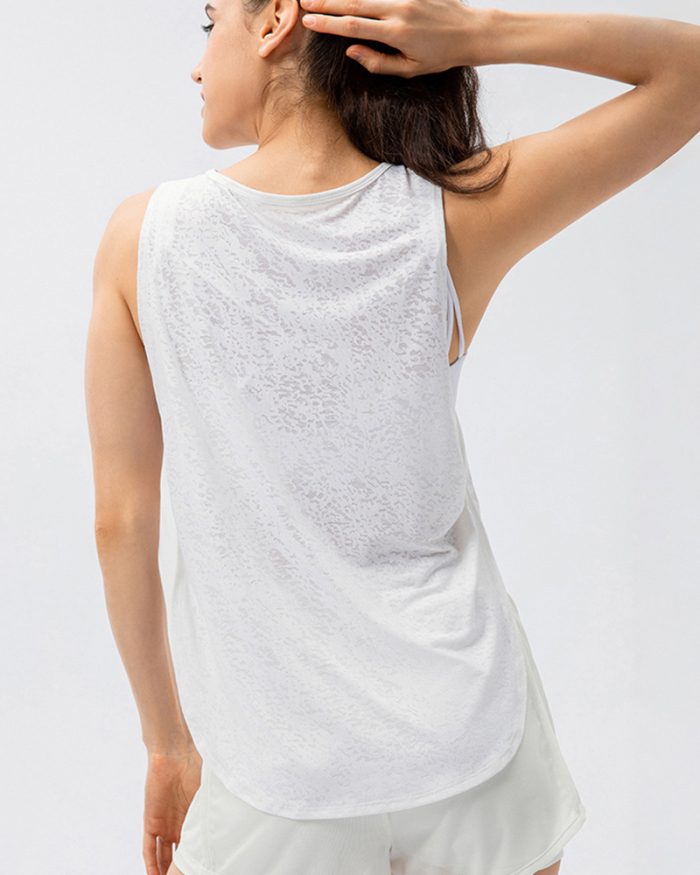 Fashion Sleeveless Dot Quickly Dry Slit Hem Women Yoga Tops Sports Vest S-XL