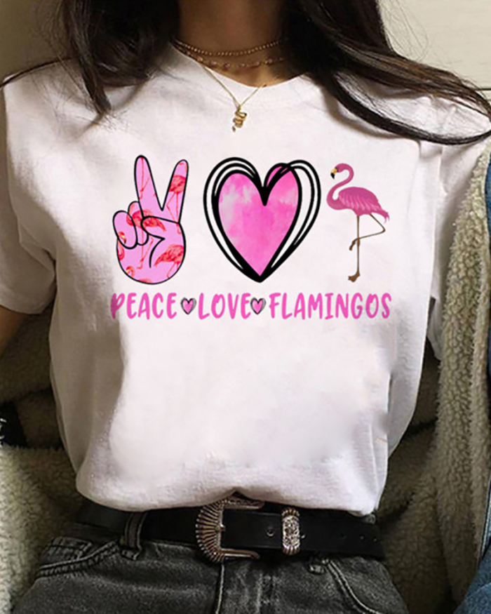 Wholesale Price Peace Love Sunshine Printed Short Sleeve Women Casual T-shirt S-5XL