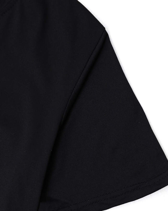 Summer Printed Fashion Women Plus Size Top T-shirt Black Orange Blue S-5XL