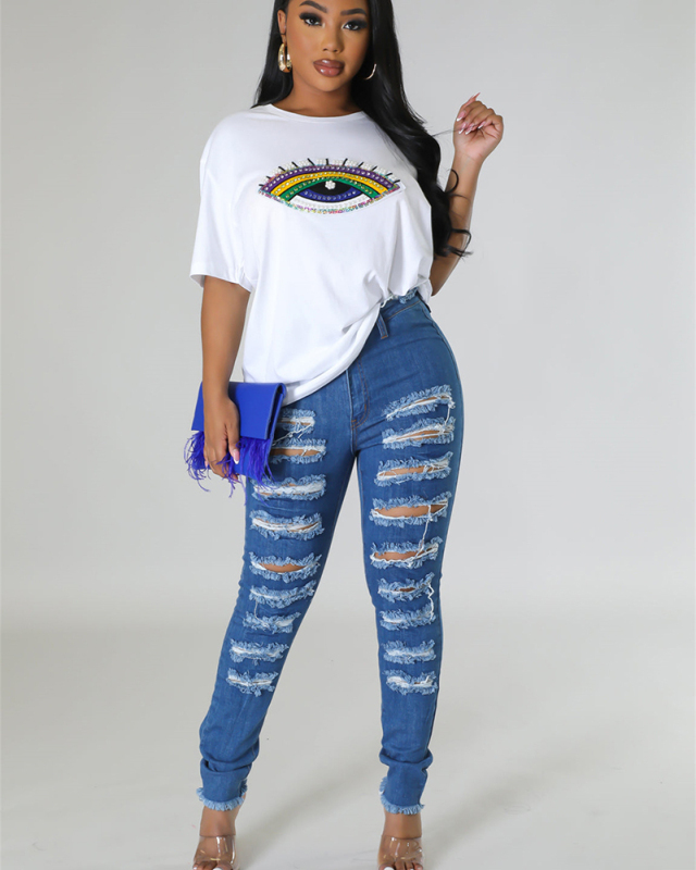 Wholesale Big Eye Printed Women T Shirt
