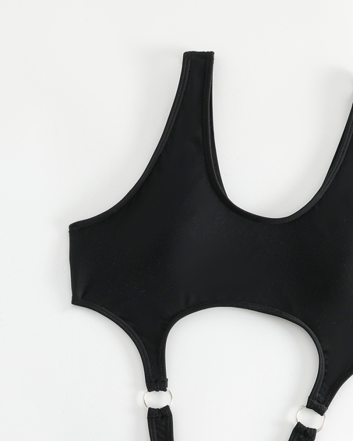 Black Hollow Out Women New One Piece Swimsuit