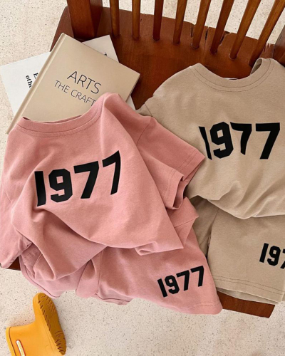Letter Printed Unisex Kids Two Piece Outfits