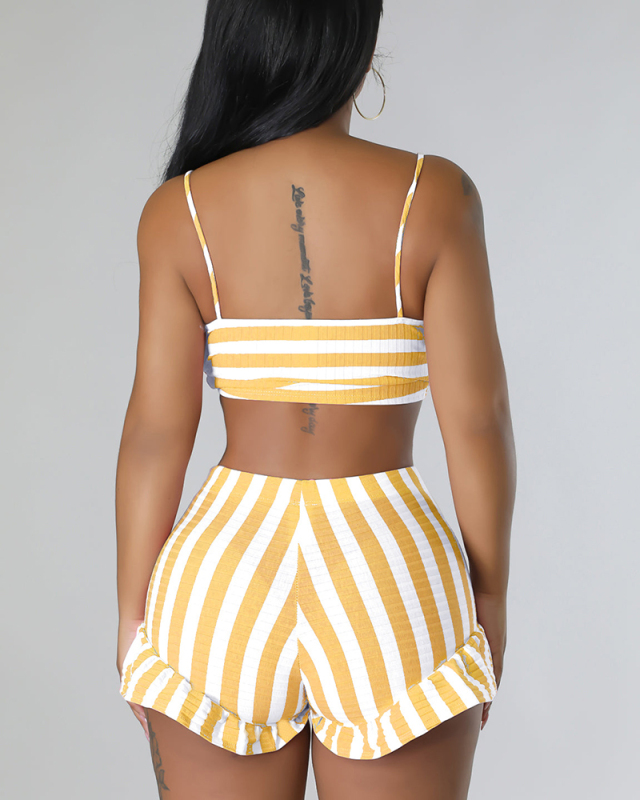 Ruffle Women Wholesale Two Piece Short Set