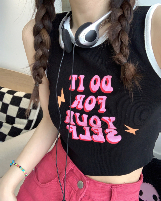 Letter Printed Women Hot Girl Top Vest