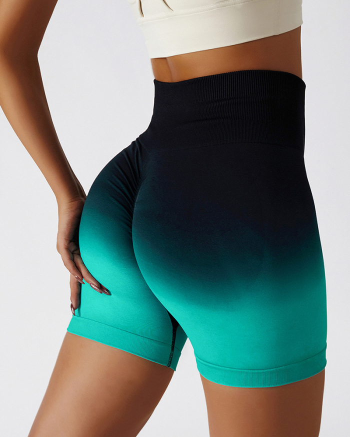 New Color High-waist Gradient Seamless Ombre Shorts Sports Shorts Yoga Shorts S-L
