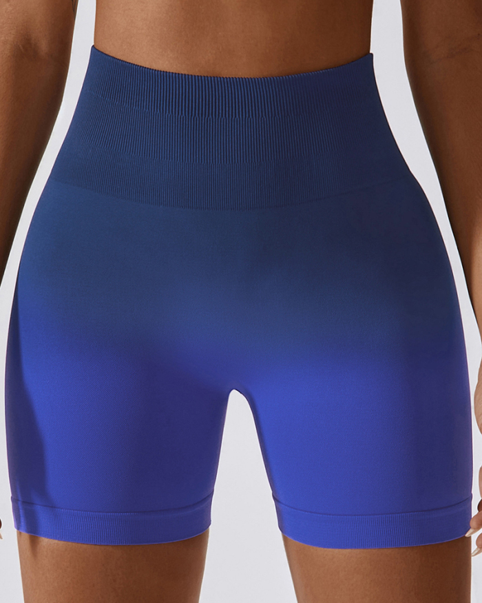 New Color High-waist Gradient Seamless Ombre Shorts Sports Shorts Yoga Shorts S-L