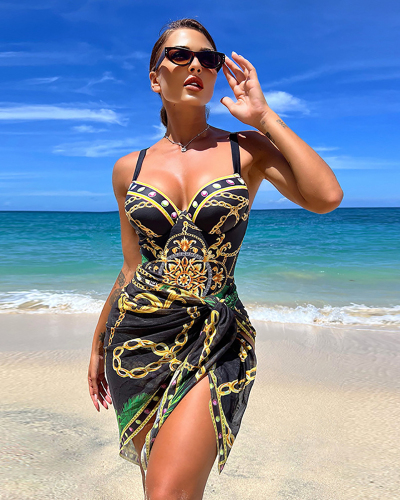 Printed Women New Summer Swimwear Include Cover Up