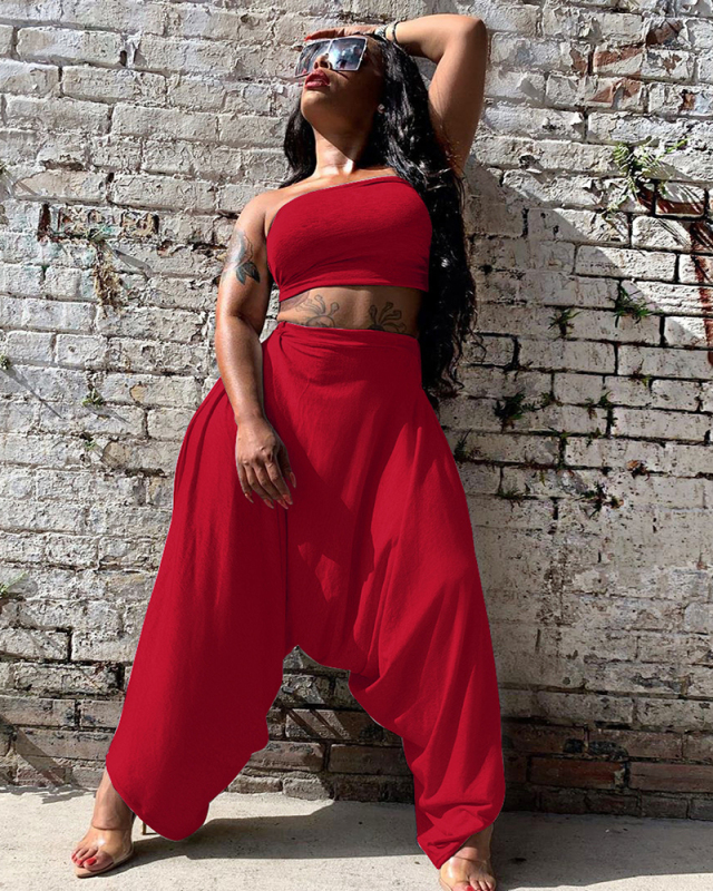 Solid Color Women Wholesale Leisure Two Piece Pant Set