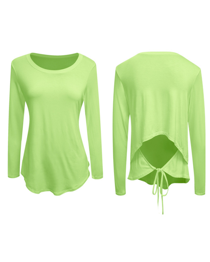 Women Quick Dry Breathable Sports Top Yoga Tops Yoga Long Sleeve T-shirt Green Yellow Apricot S-XL
