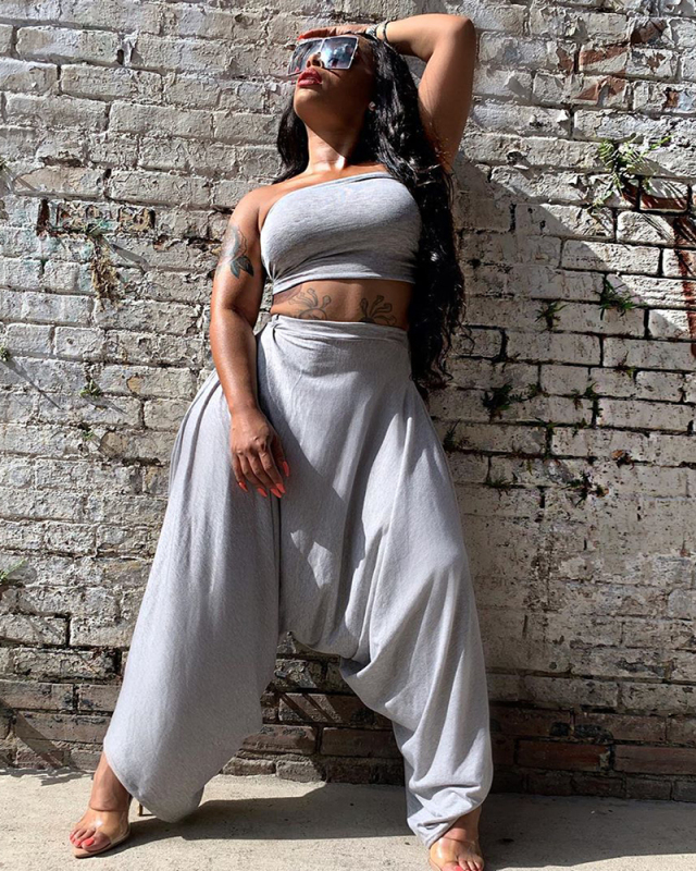 Solid Color Women Wholesale Leisure Two Piece Pant Set