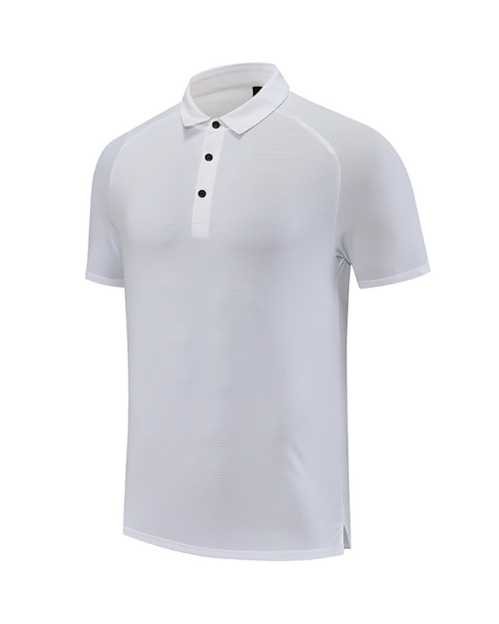 Lapel  Work Shorts Sleeve Business Men's T-shirt White Black Blue Green M-3XL
