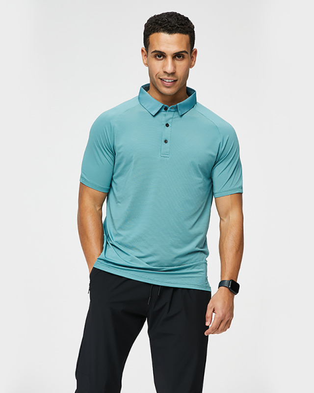 Lapel  Work Shorts Sleeve Business Men's T-shirt White Black Blue Green M-3XL