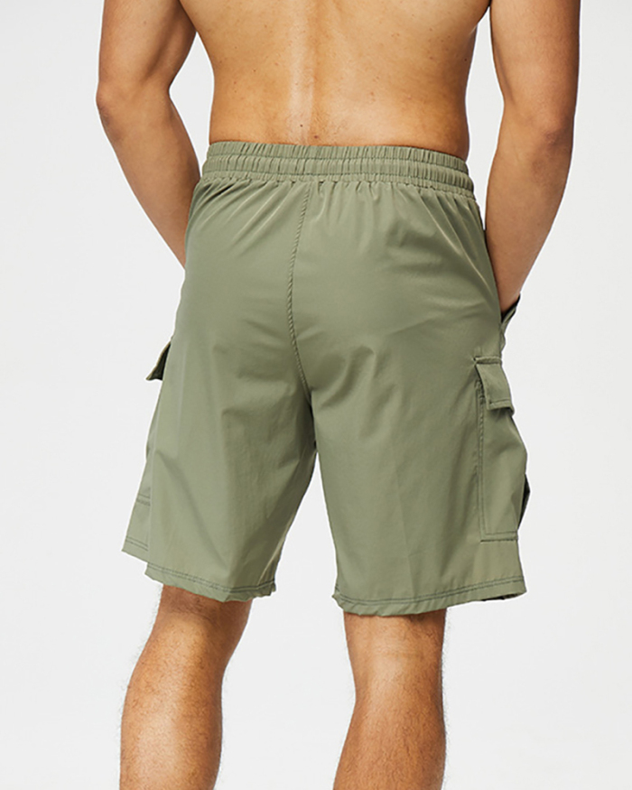 Summer Pocket Quickly Dry Sports Men's Shorts Khaki Army Green Black M-3XL