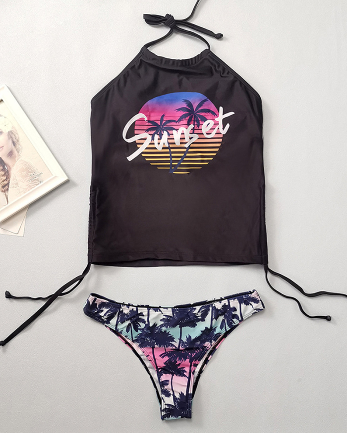 Coconut Bikini Set Drawstring Side Tankini Swimwear