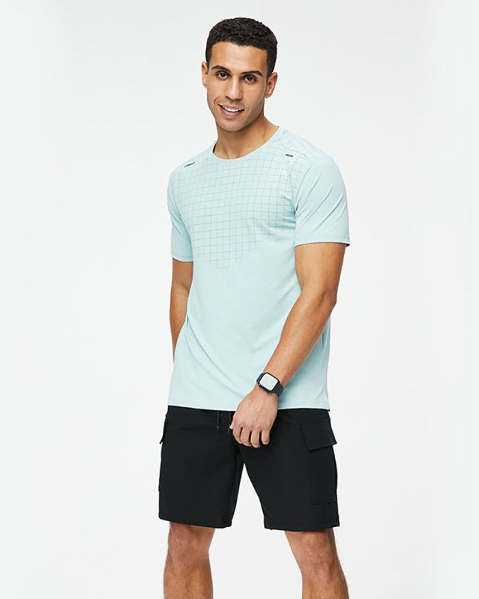 Men's Short Sleeve Round Neck [rinted Running Casual T-shirt Purple Green White Black M-3XL