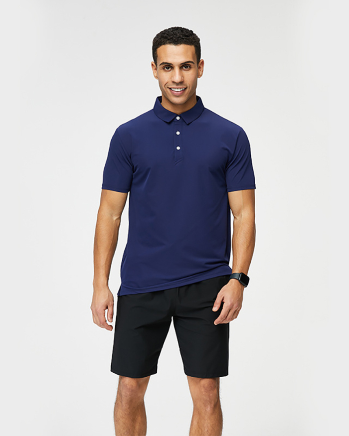 Summer Sports Casual Polo Shirt Lapel Stretch Short-Sleeved T-Shirt Breathable Quick-Drying Fitness Clothes Men Loose T-shirt S-4XL