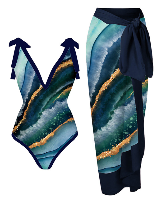 Multi Color Printed Two Piece Swimwear Women Two Piece Holiday Swimwear