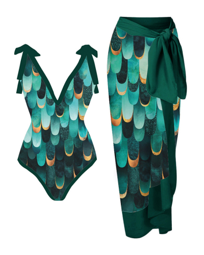 Multi Color Printed Two Piece Swimwear Women Two Piece Holiday Swimwear