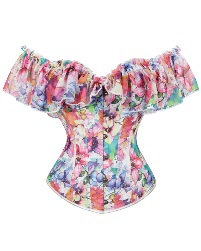Florals Ruched Royal Style Waist Trainer Corsets S-2XL
