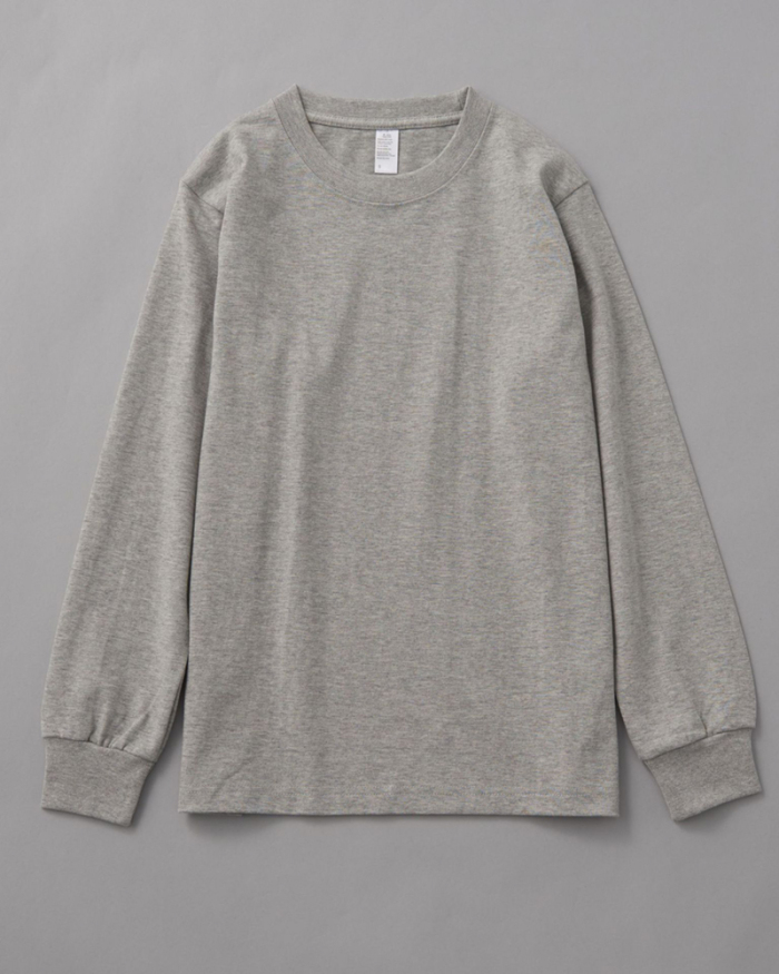 300g Overweight Fabric Long-sleeved T-shirt Pure Cotton Round Neck Threaded Cuff Long-sleeved Solid Color Bottoming T-shirt