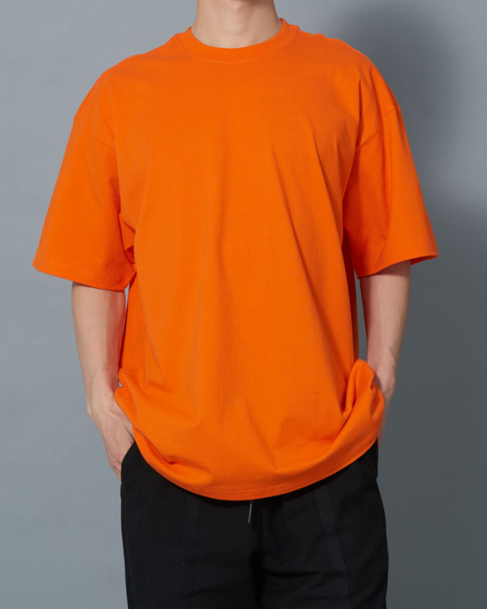 230g Fabric Drop-shoulder T-shirt Hip-hop Trendy Brand Five-quarter Sleeves Oversize Loose Hip-hop T-shirt for Men and Women