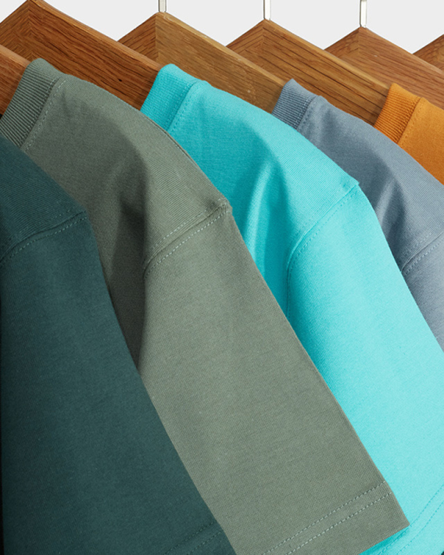 300g Pure Cotton Fabric Solid Color Round Neck Bottoming Bucket Knit Short-sleeved T-shirt