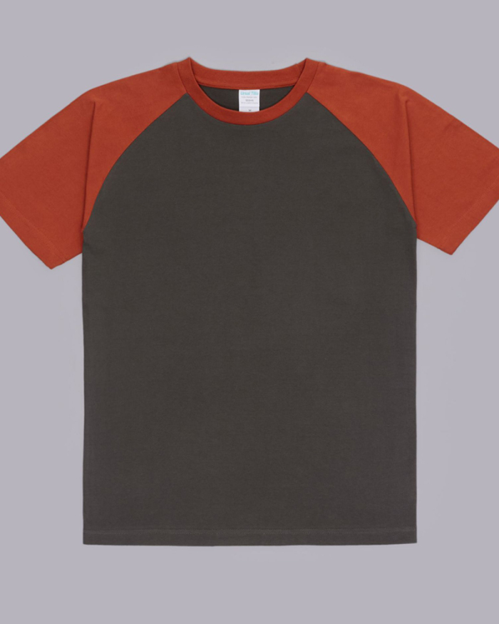 230g Fabric Raglan T-shirt Retro Heavy Raglan Cotton Color Contrast Short-sleeved T-shirt for Men and Women