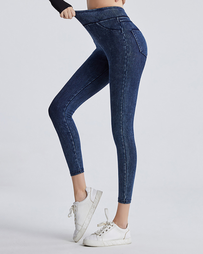 Women Yoga High Waist Slim Running Jeans Tights S-3XL