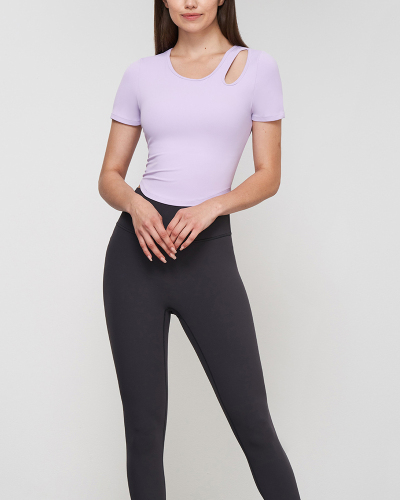 Women Short Sleeve Hollow Out Sports T-shirt Yoga Tops 4-10
