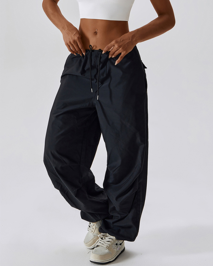 Summer Women Loose Casual Style Sports Adjustable Wide Leg Pants S-L