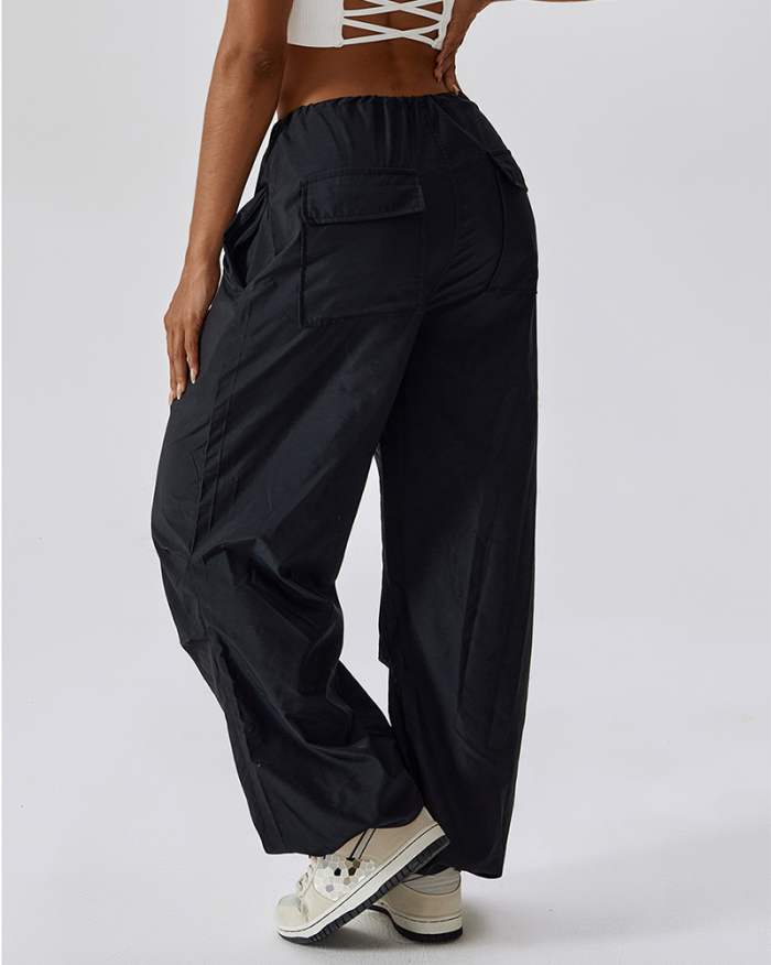 Summer Women Loose Casual Style Sports Adjustable Wide Leg Pants S-L