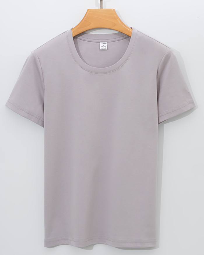 Women 170g Cotton O-Neck Summer Solid Color Basic T-shirt S-3XL