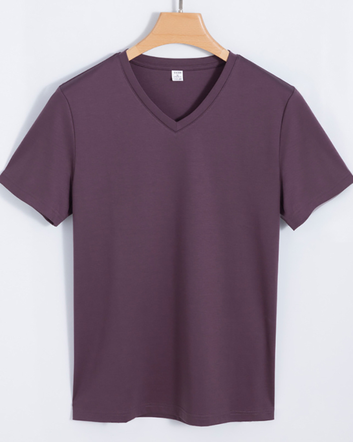 100% Cotton 190g V-Neck Bacic Short Sleeve Men's T-shirt S-4XL