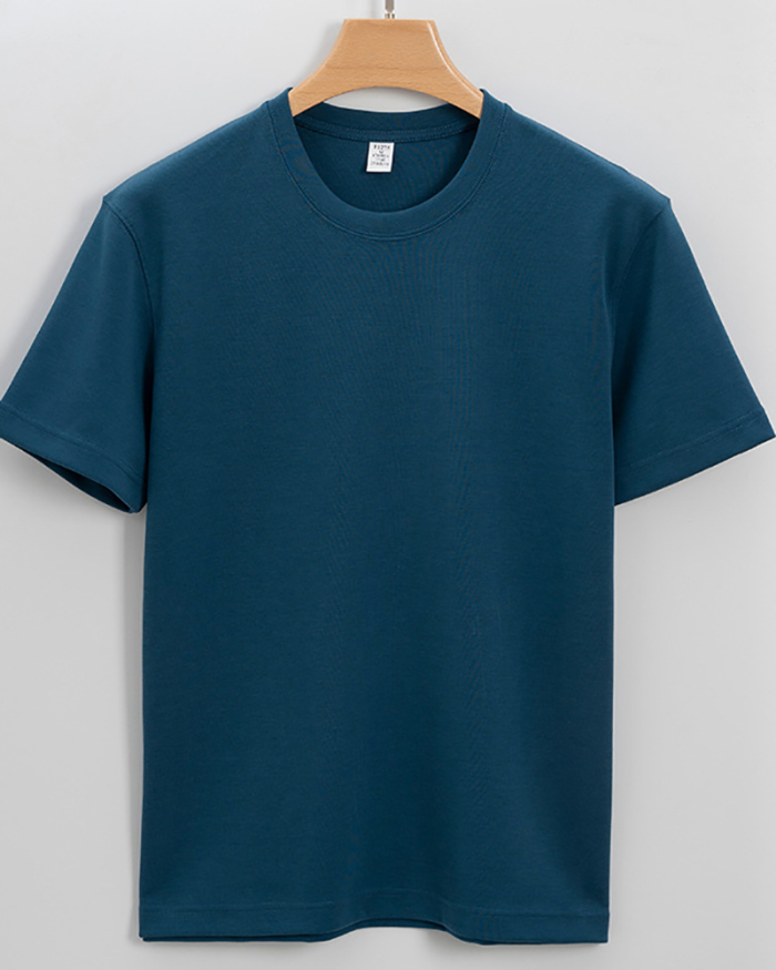 300g Cotton Thick Crew Neck Short Sleeve Men's Solid Color T-shirt S-4XL