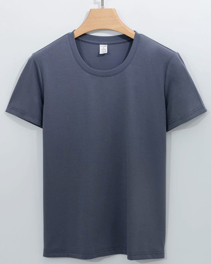 Women Solid Color EcoCosy Sorona 220g Modal Short Sleeve T-shirt S-3XL