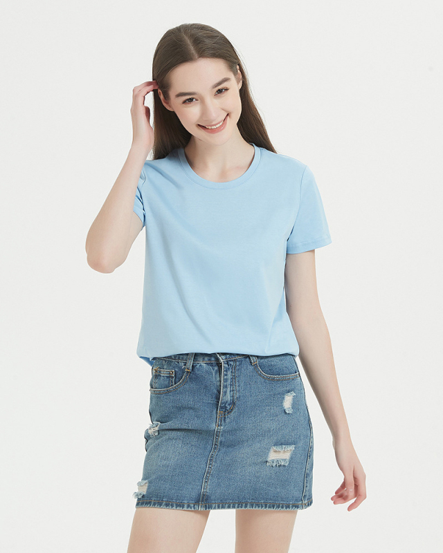 Women 170g Cotton O-Neck Summer Solid Color Basic T-shirt S-3XL