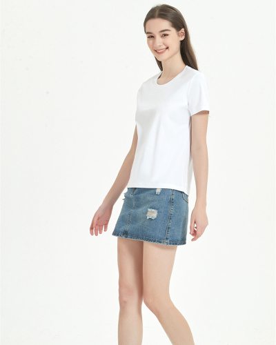 Women Solid Color EcoCosy Sorona 220g Modal Short Sleeve T-shirt S-3XL