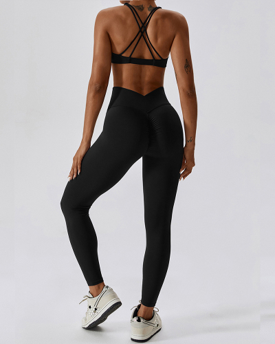 Fitness Hot Sale V Neck Bra Women Pants Sets Yoga Two-piece Sets S-XL