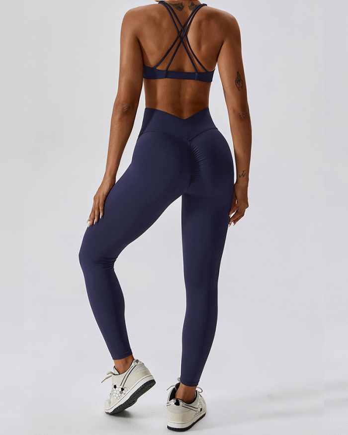 Fitness Hot Sale V Neck Bra Women Pants Sets Yoga Two-piece Sets S-XL
