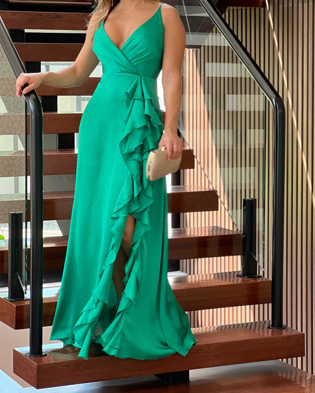 Sleeveless Women Summer High Cut Long Dress S-XL